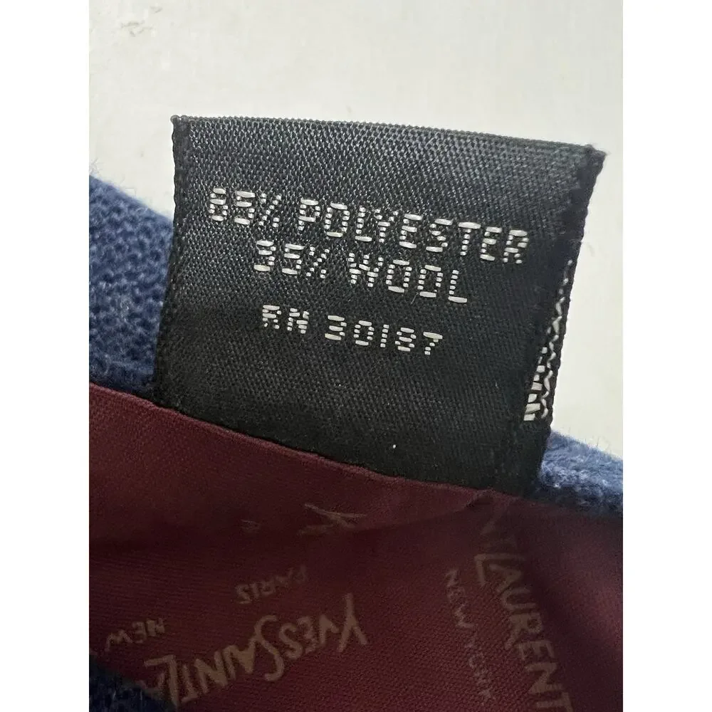 Yves Saint Laurent YSL Blue Neck Tie Wool Blend Made In Italy Mens Vintage